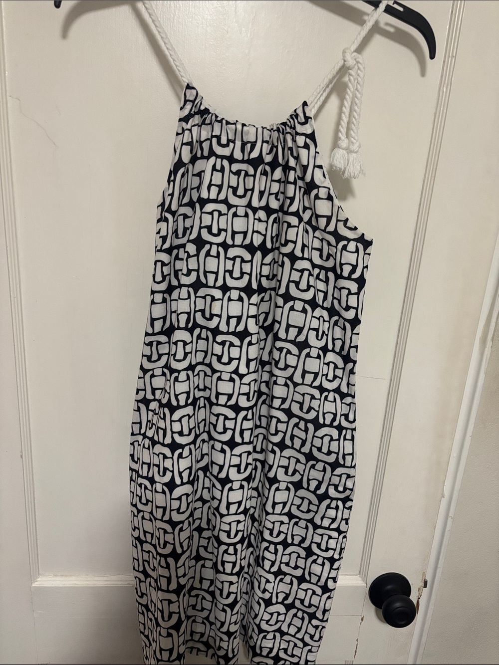 Molly B Boston Black and White Geometric Rope-strap Sundress